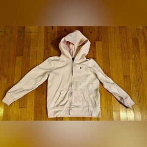 Polo by Ralph Lauren Light Pink Hoodie Youth 12/14 L Blue Pony Full Zip Sweater